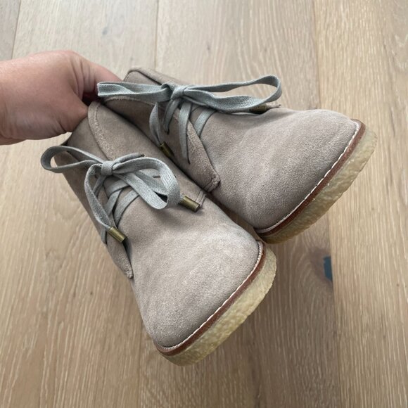 Coach Boots Women 9.5 B Ankle Booties Nikol Tan Beige Suede Heels Turnlock - Picture 7 of 13